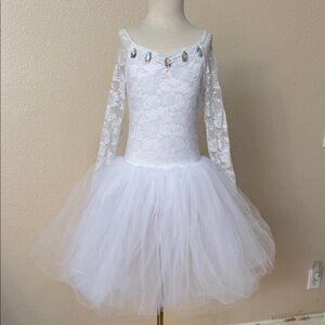Elegant White Lace Kids Costume